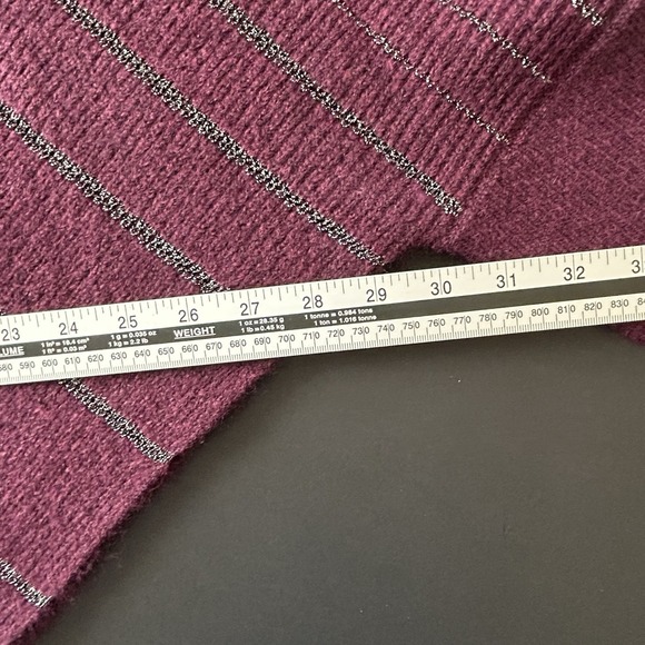 White House Black Market‎ Metallic Stripe Women's Poncho M/L Plum Noir NWT - Picture 7 of 7